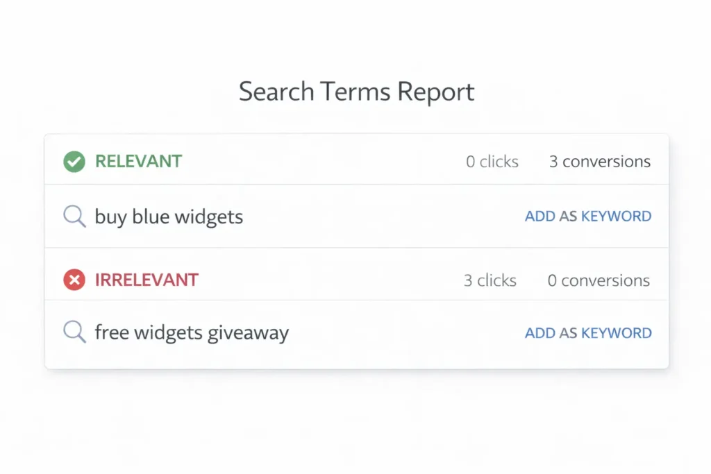 Search Terms Report Screenshot