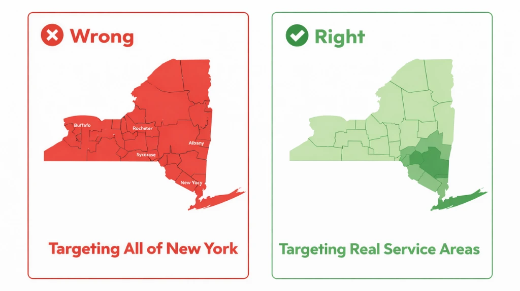 targeting all of new york instead of real service area